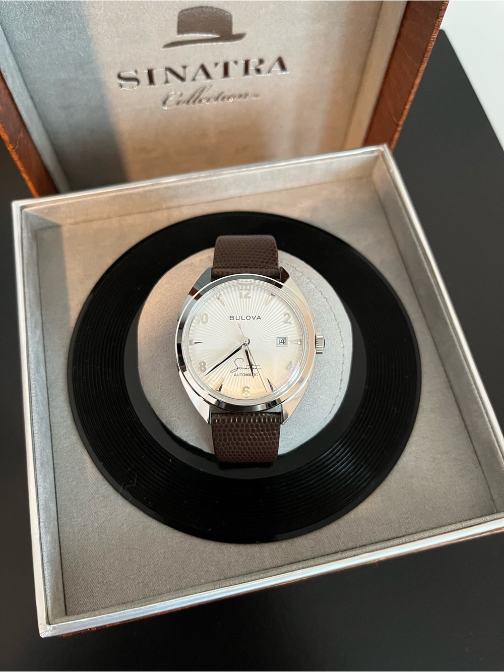 Bulova Sinatra Men's Silver Dial Watch with Brown Leather Strap